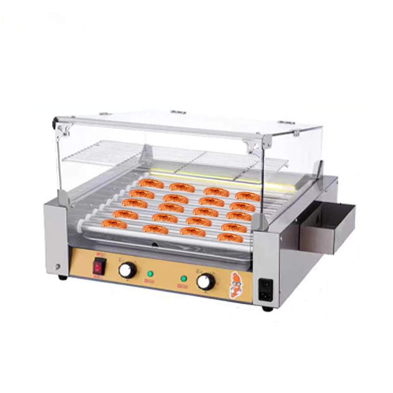 Roasted Sausage Roller Machine Eleven Roots Commercial Party Sausage Roller BBQ Camping Cooking Hot Dog Grill Machine