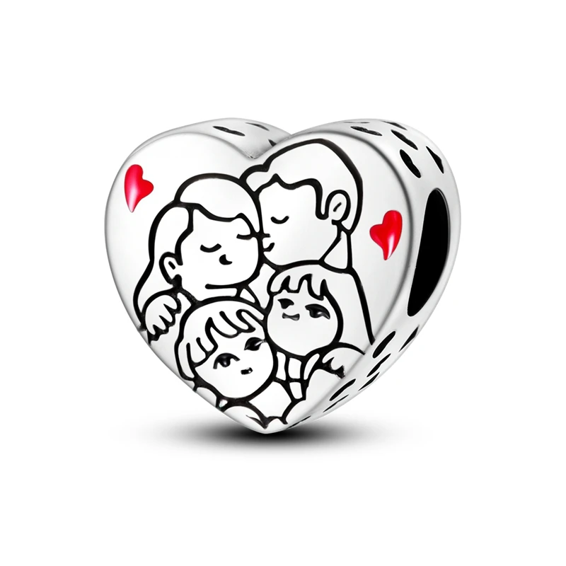 Charms aus 925er-Sterlingsilber, glückliche Familie, Perle, Zirkonium, Familie, Liebe, baumelnd, passend für Original-Armband, Damen, Schmuck, Geschenk – Detail 6