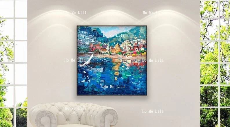 Positano Painting On Canvas Amalfi Coast Living Room Decor