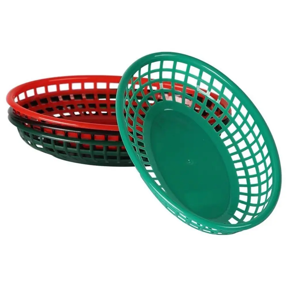Photo Prop Plastic Food Baskets Colorful Oval Shape Bread Plate Reusable Basket Serving Desktop Decor