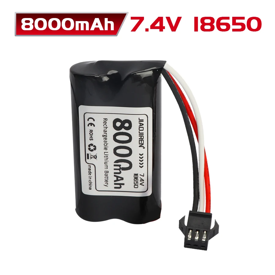 8000mAh 7.4V Li-ion Battery With USB Charger For MN82 MN128 MN78 LC79 Remote Control Car Battery 2S 18650 25C SM-3P Plug