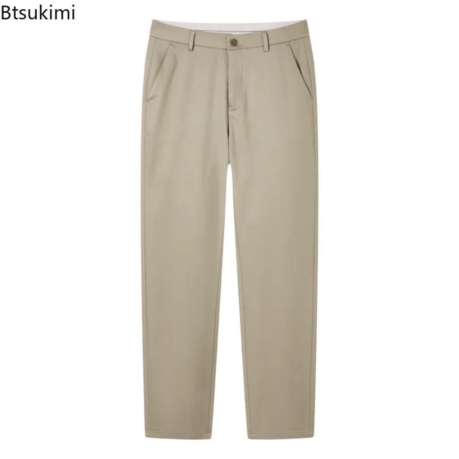 

Новые мужские брюки из ледяного шелка, прямые, зауженные, деловые, повседневные, классические, однотонные, весна-лето, большие размеры до 40