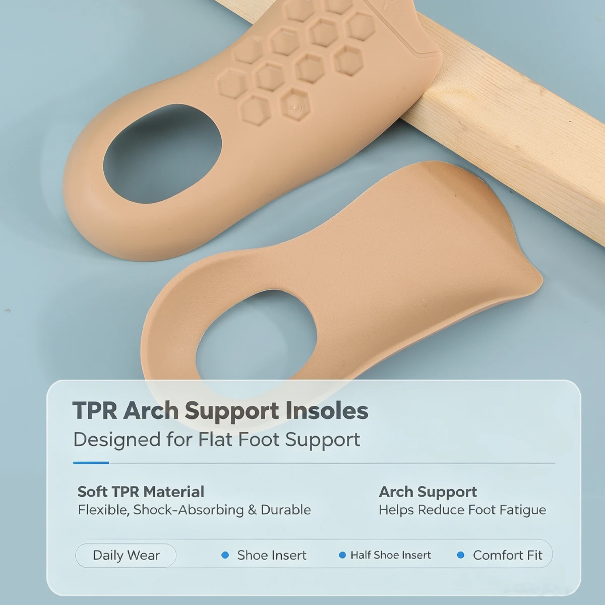 TPR arch correction insole, inner and outer eight legged plastic seven point pad, flat foot support pad