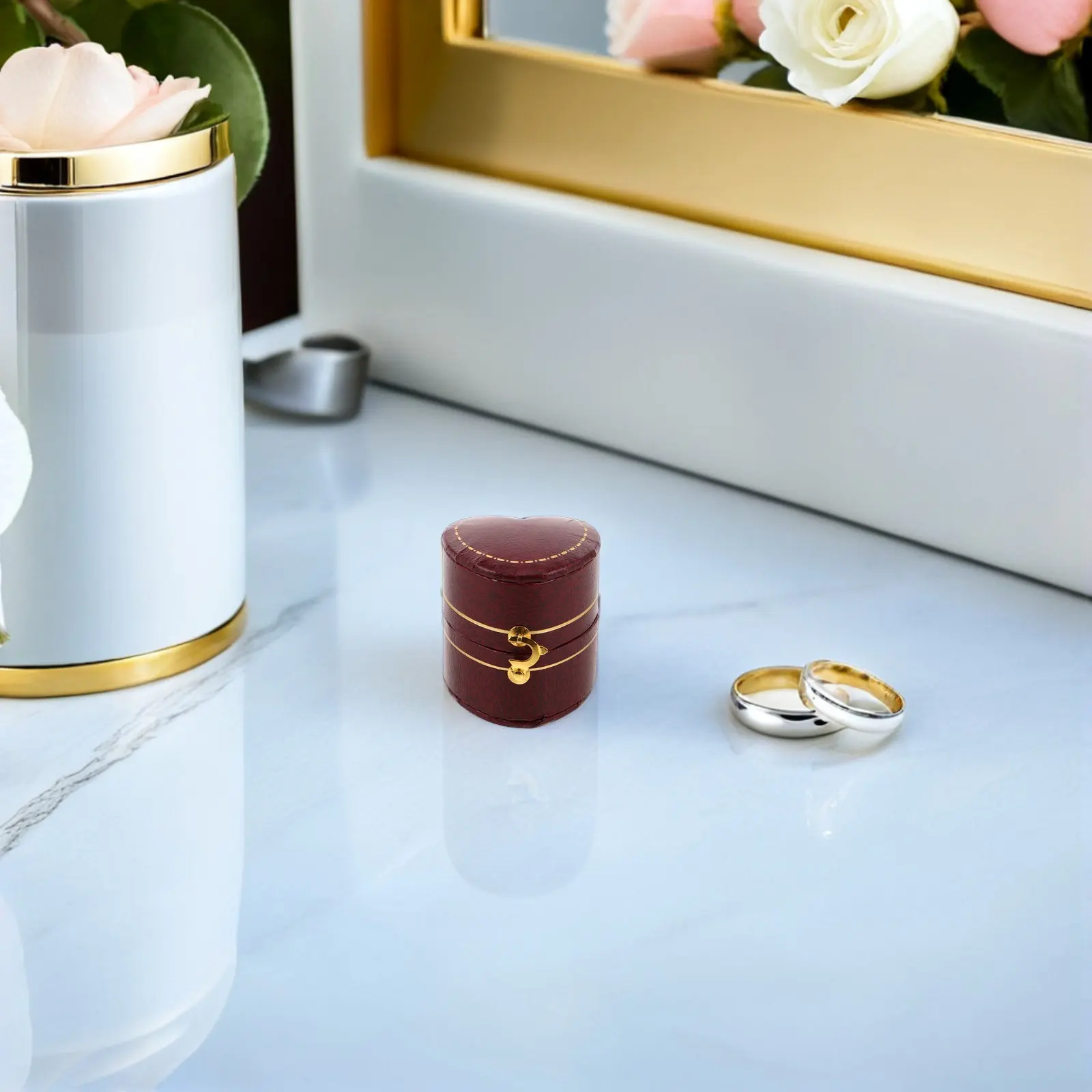 Heart-Shaped Mini Vintage Jewelry Box Portable Small Ring Organizer Travel Case Decorative Keepsake for Women Jewelry Box Travel