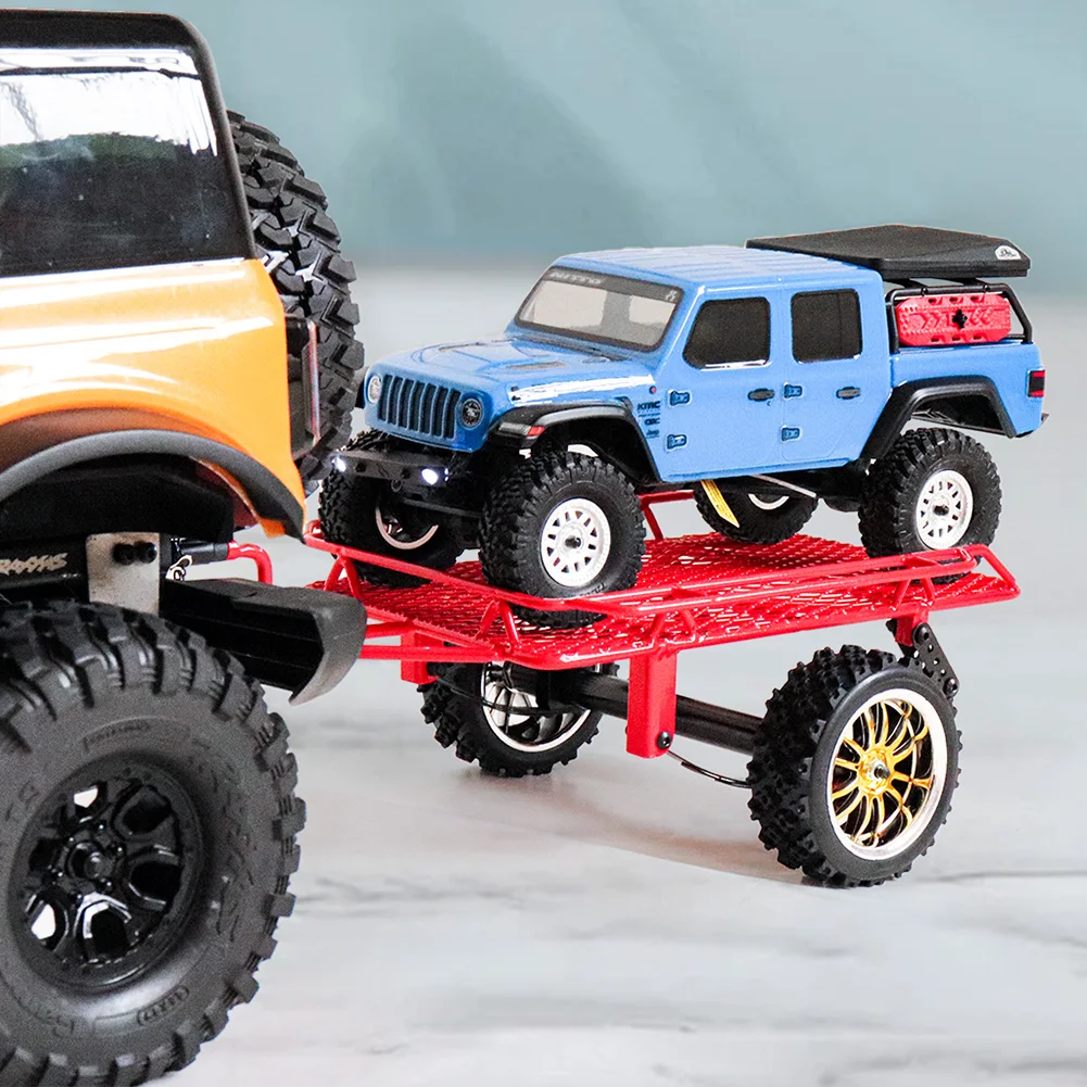 1:10 RC Trailer voor Traxxas RC4WD SCX10 Metalen Trailer Klimmen Auto Gemodificeerde Simulatie Trailer met 2 Banden Voor 1/10 Rc Crawler