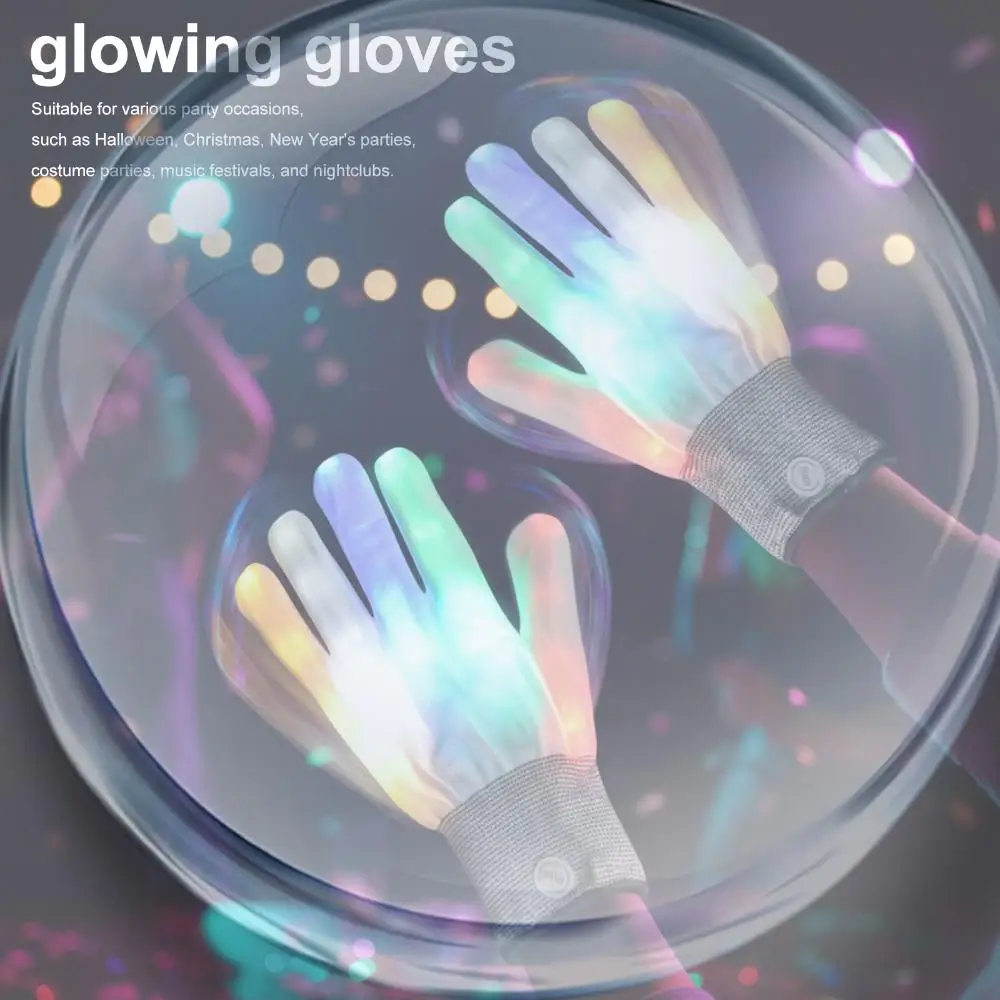 Rave Light Finger Lighting Glow Mittens LED Colorful Flashing Gloves Gifts for Kids Teens    Breathable Mesh Safe Battery Gloves