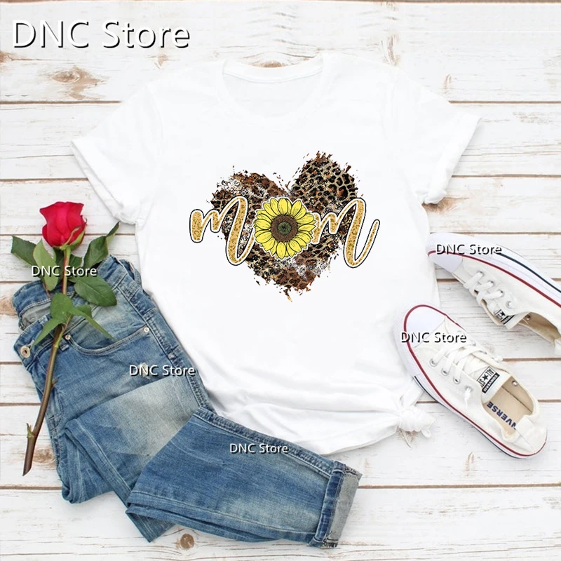 

New Women's t-shirt MOM Sunflower Flower Graphic Print t-shirts femme Birthday Gift Clothing Fashion Harajuku Shirt Women's Tops