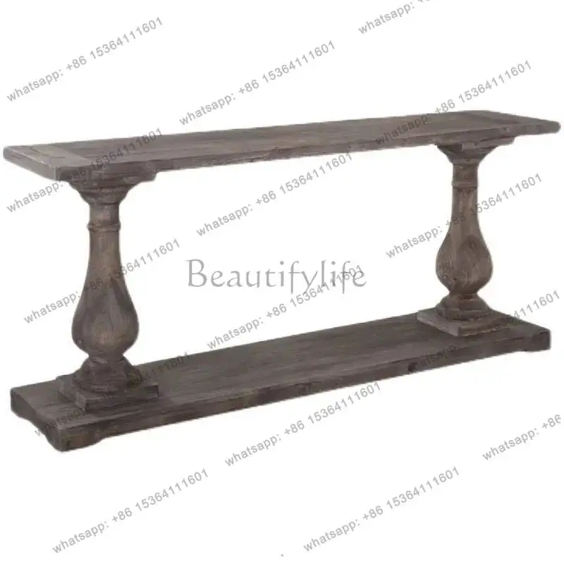 YJ French retro solid wood entrance table/American rural entrance entrance table/partition table/