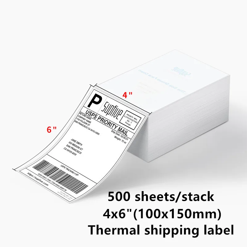 4x6 three proof thermal folding adhesive sticker shipping label 100x150mm express logistics waybill label paper 500 sheets