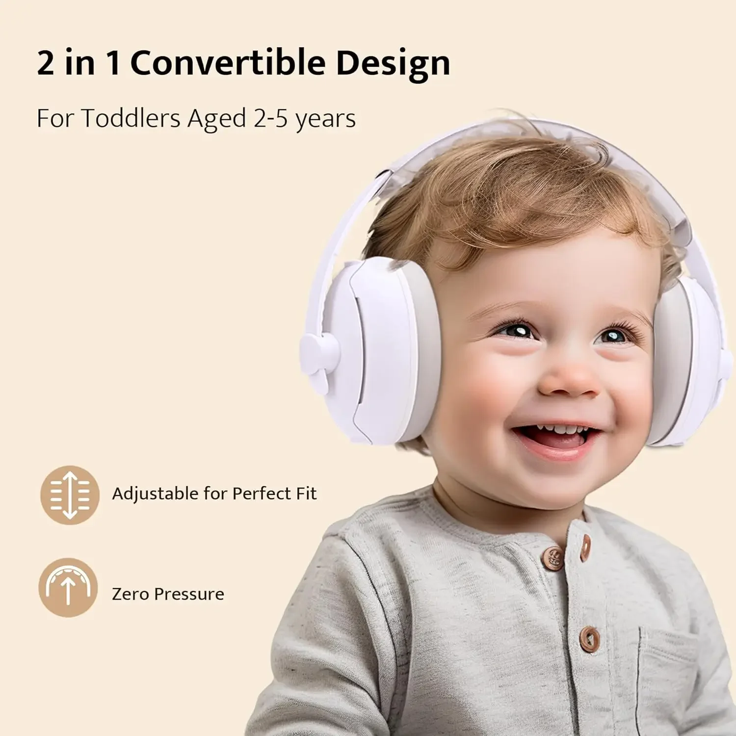 2 in1 Baby Ear Protection for Babies and Toddlers Up to 36 Months Noise Reduction Earmuffs Comfortable Baby Headphones for Sleep