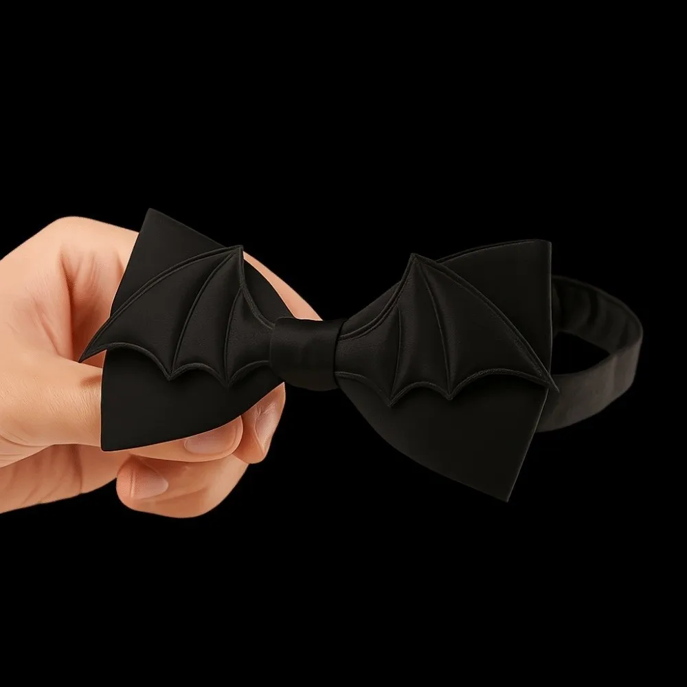 

Simple PU Leather Halloween Cravat Black Adjustable Bat Bow Tie Soft Creative Men Necktie Cosplay