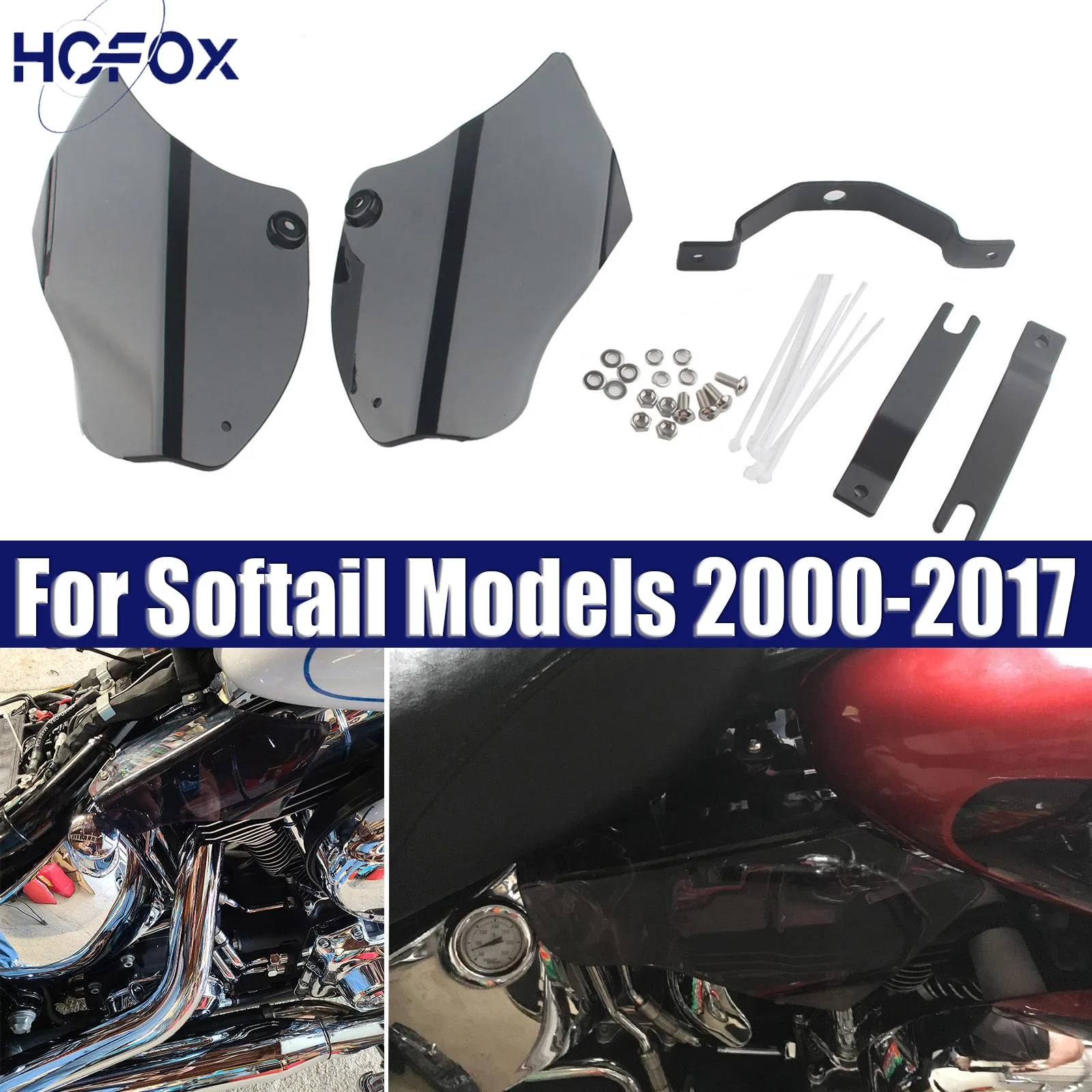 

For Harley Softail Fatboy FLSTF Motorcycle Reflective Air Deflector Saddle Heat Shield ABS