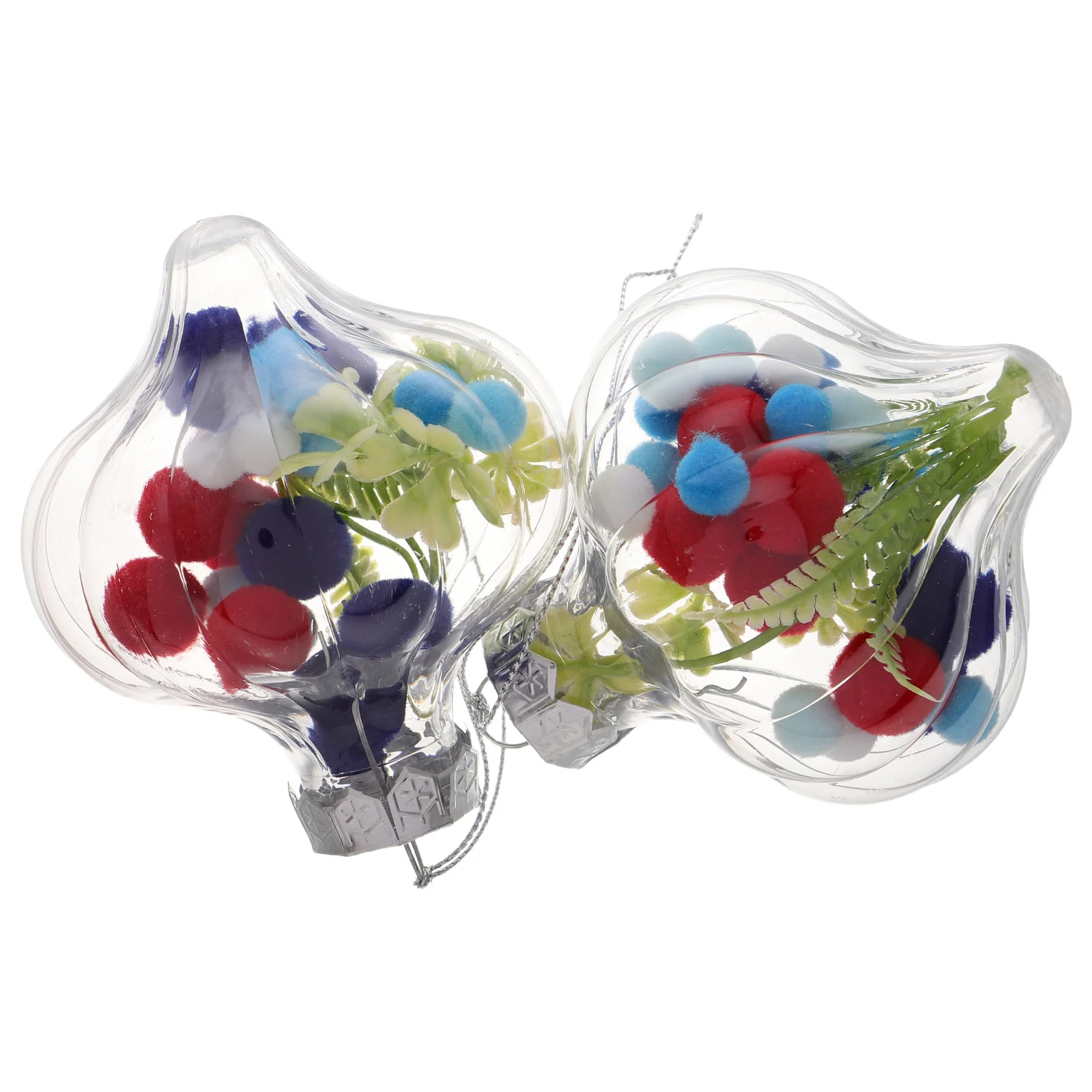 

2Pcs Clear Baubles Fillable Independence Day Decoration Pendant Patriotic Party Props Weatherresistant Plastic Ornaments