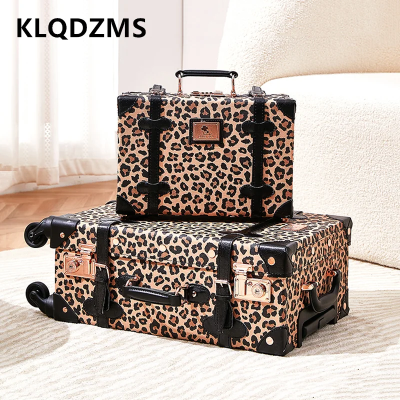 

KLQDZMS PU Suitcase 20"22"24"26"28 Inch Large Capacity Trolley Case Women Boarding Box Travel Bag Set with Wheels Luggage