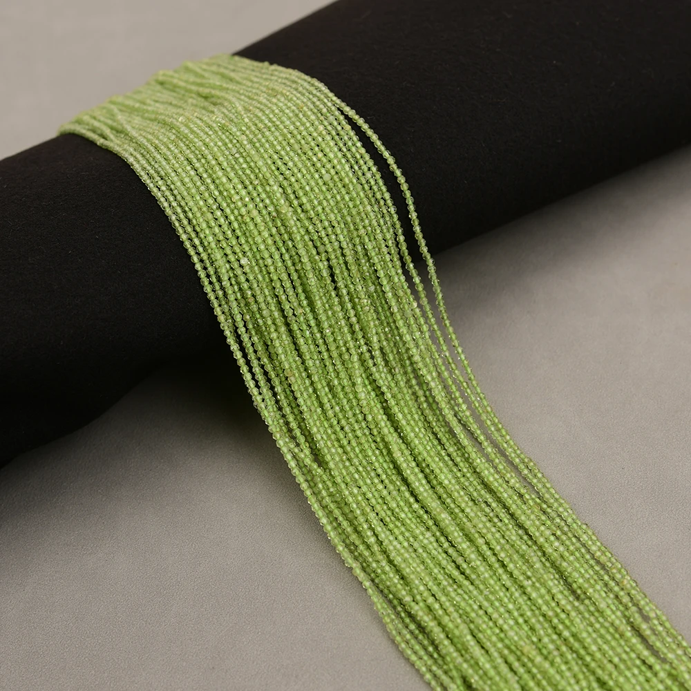 

APDGG 5 Strands 2mm Natural Green Olivine Faceted Round Stone Loose Beads 15.2'' Strands Jewelry Making DIY