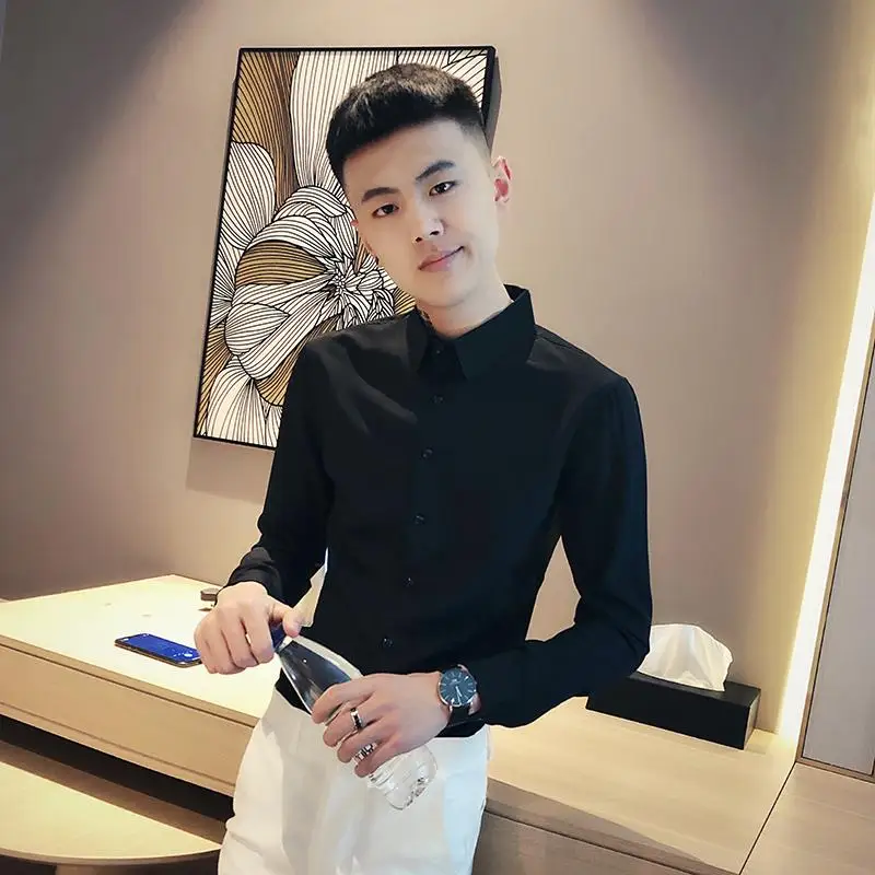 

Extra Small Men's Ultra Slim Long Sve irt ort Stature Pure Color Busin Formal White irt Tight Fit Spring Autumn