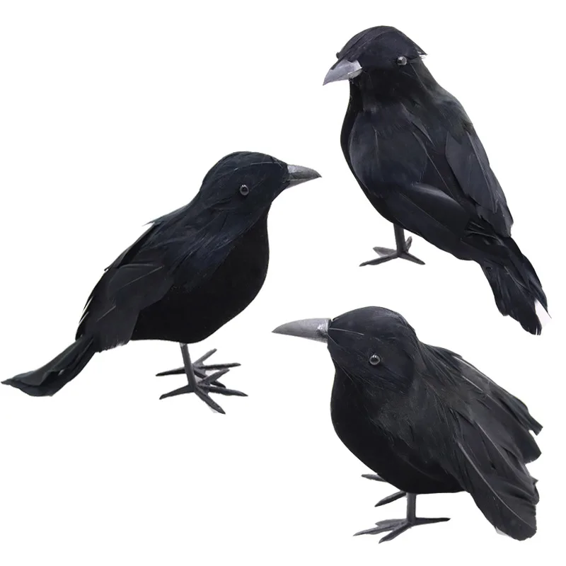 Halloween Party Decorations 2023 Realistic Artificial Crows Ornament  Haunted House Party Scenes Prop Halloween Decor