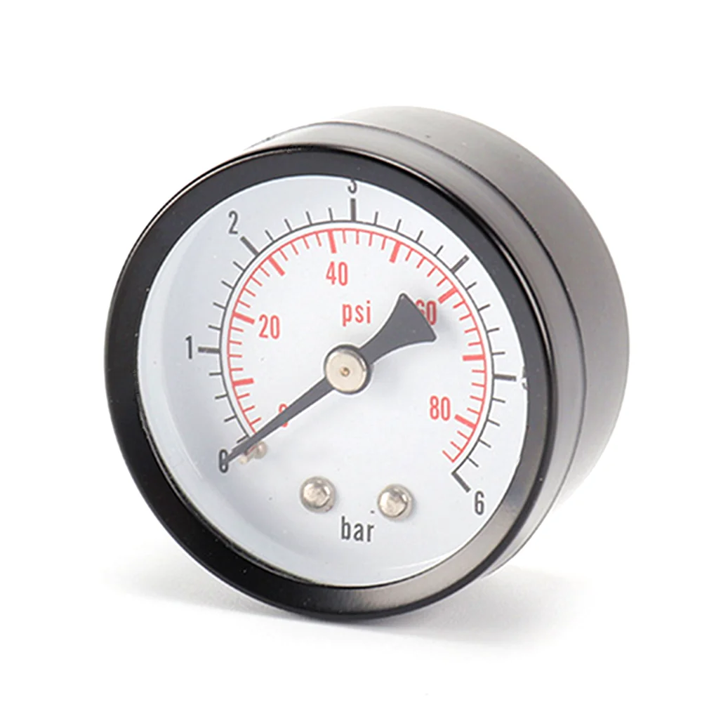 Pressure measuring instruments and pressure gauges of various sizes with black iron shell