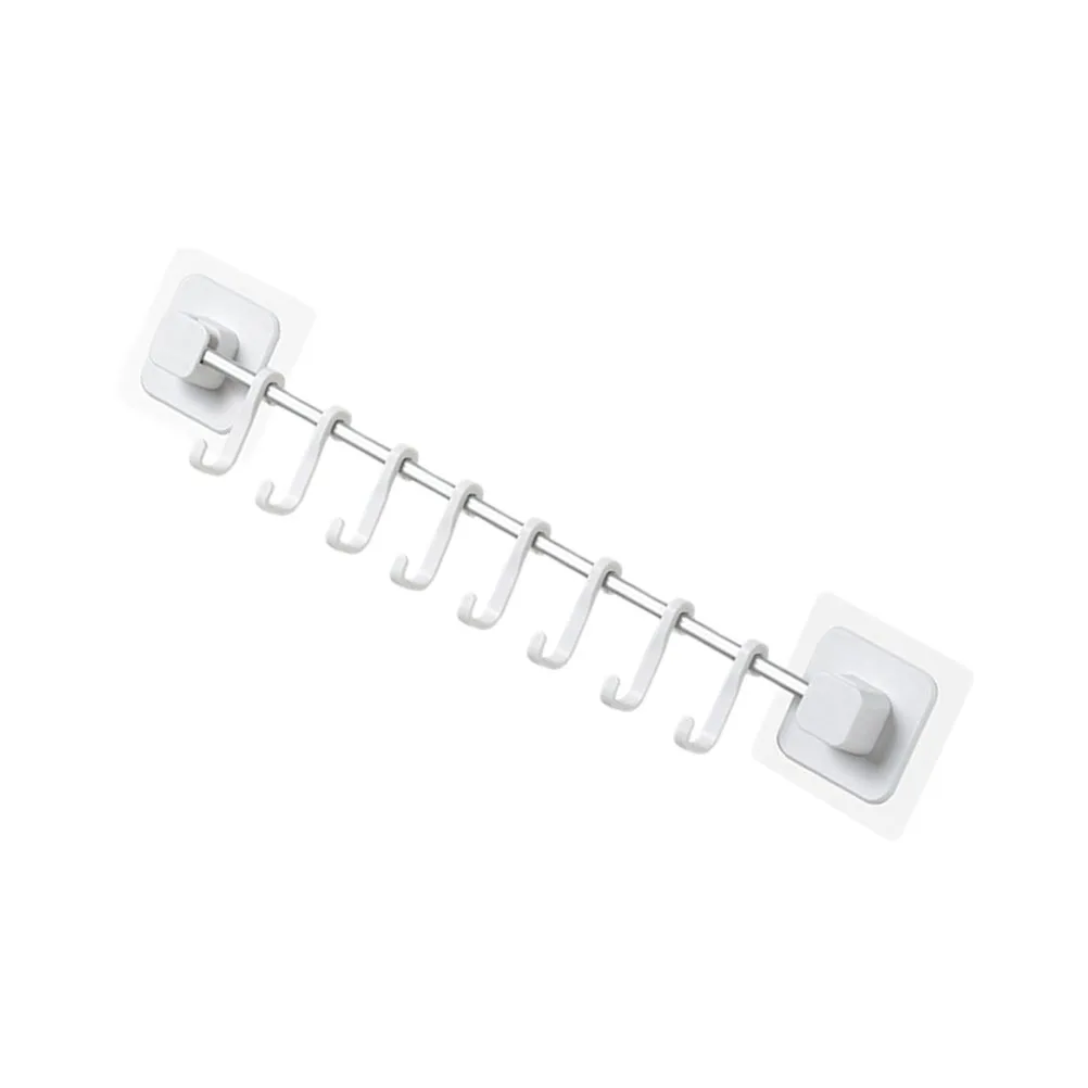 

1 set 1 Set Kitchen Hanging Rod Movable Hooks Wall Mounted Storage Rack Household Coat Hat Row Hook No Punching Required