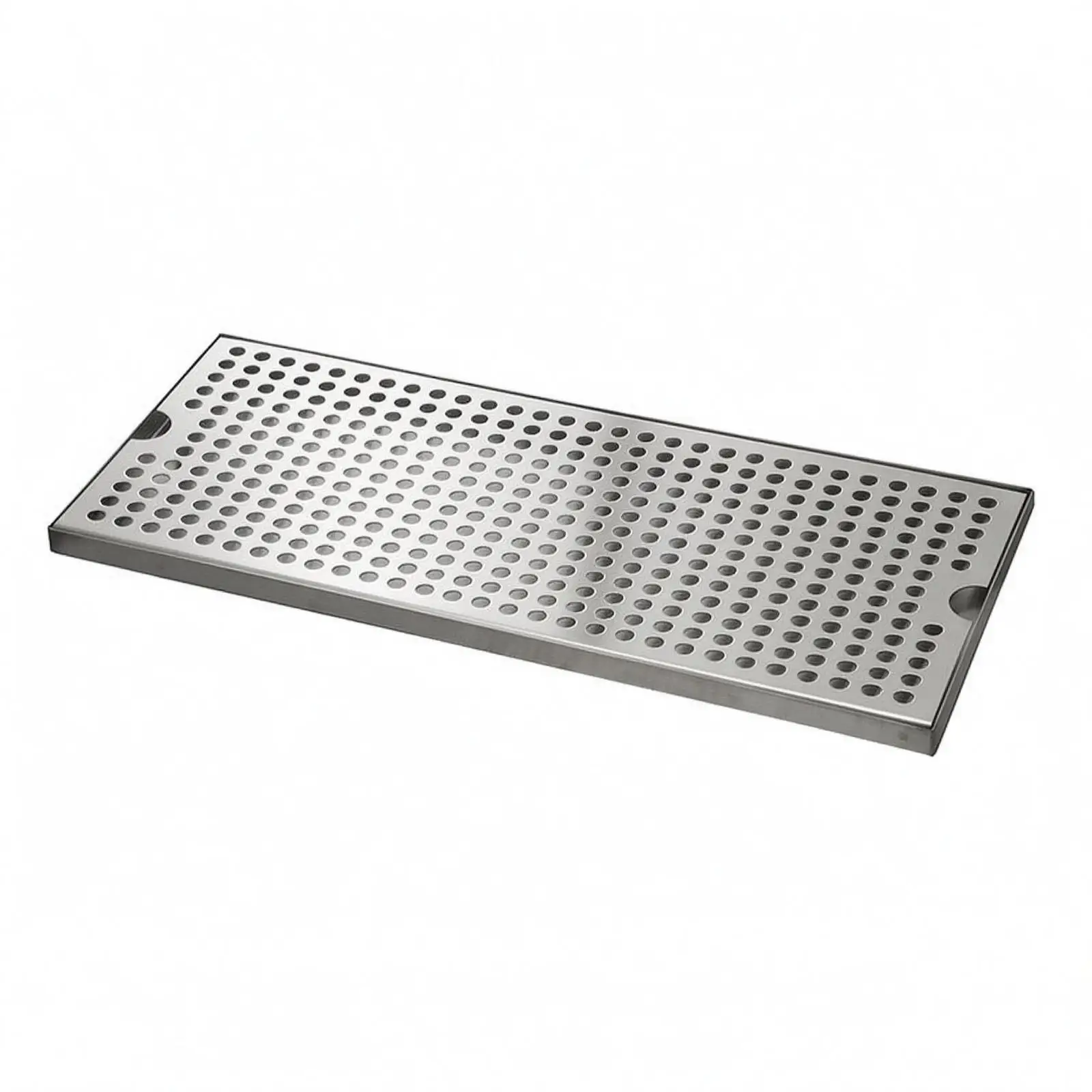Metal Serving Tray with Handle Cutouts for Drinks and Spills Stainless Steel Rectangular Bar Tray