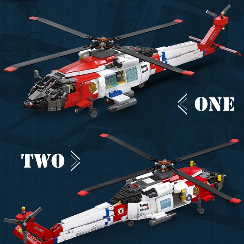 1408 elementów MOC Techniczny Wojskowy Helikopter Ratunkowy MH-60T Klocki Model Samolotu Zabawki dla Chłopców Zestaw na Prezent Urodzinowy