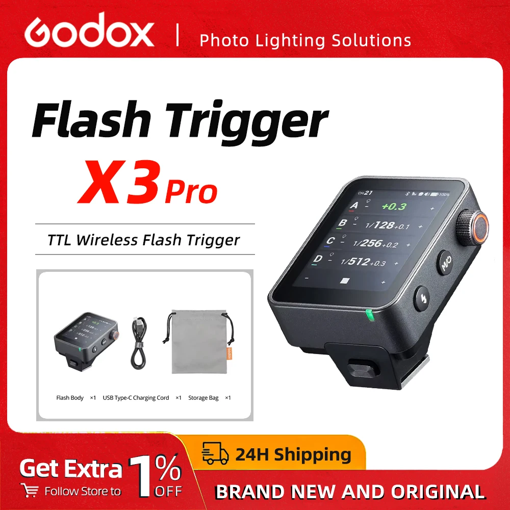 

Godox X3pro X3Pro-C Wireless Flash Trigger 2.4G TTL HSS OLED Touch Screen Transmitter Quick Charge Control APP for Canon Camera
