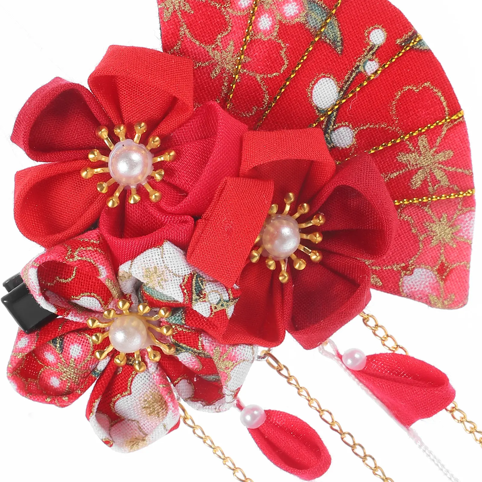 

1Pcs Japanese Style Red Hair Clip Long Tassel Bridal Headdress Wedding Hair Decoration Women Hairpin Flower Hairpins