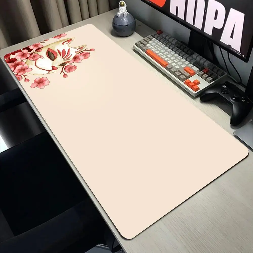 Non-Slip Grande Mouse Pad, Flor De Cereja, Rosa, XXL Gaming Acessórios, Office Gamer, Teclado, Máscara Kitsune, Desk Mat, Laptop, Mousepad