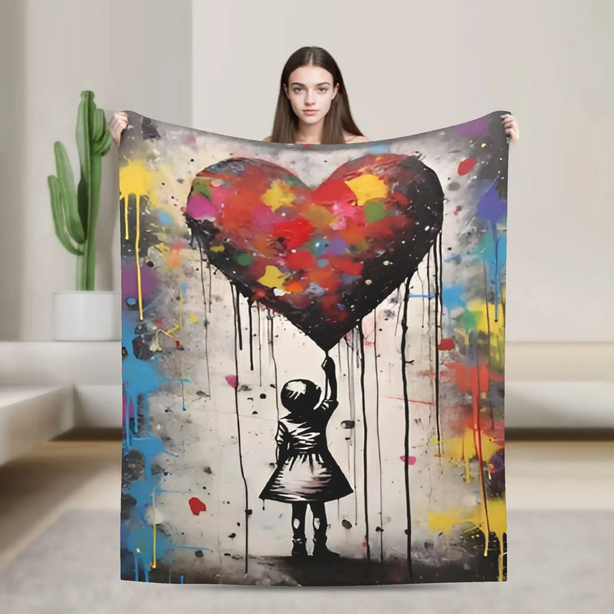 Super Soft Banksys art Throw Blanket Premium Fleece Flannel Lightweight  Bed Blanket Cozy Fluffy Blankets All Season Use