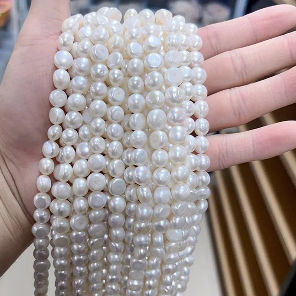 9-10mm AAA Hot Sale Premium Flat Button Bead Factory Wholesale Natural Freshwater Pearl Jewelry Make DIY Necklace Bracelet Gift