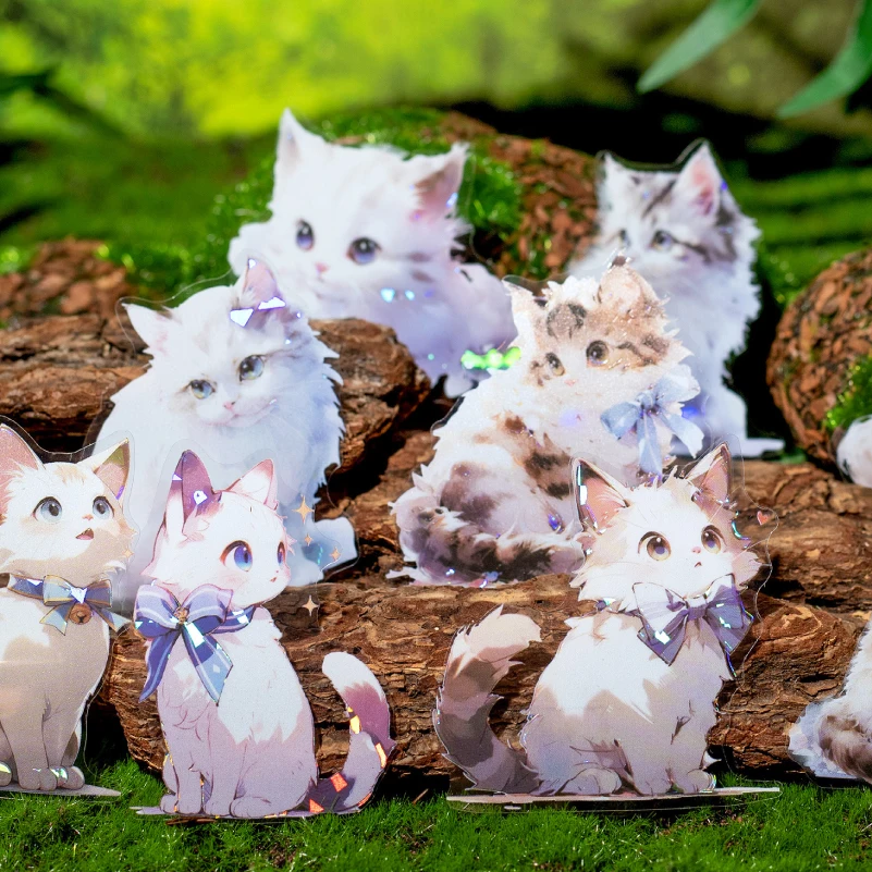 Yoofun 10pcs Cute Animal Stickers for Craft Card Making Kwaii Cat Rabbits Sticker Collage Junk Journal Scrapbooking Decor Labels