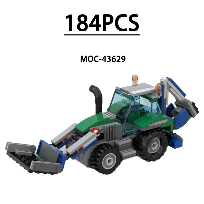 MOC-43629 Building Block Backhoe Loader Model Ornament 184 Pieces Children's Educational Birthday Christmas New Year Toy Gift
