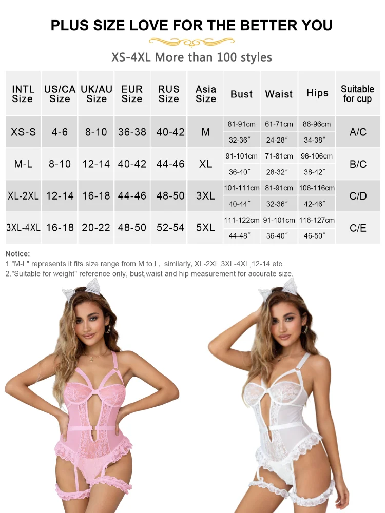 Comeondear Suspenders Women Teddy Leotard Sexy Plus Size Rompers Lingerie Underwire Lace Garter Bodysuits Slim Jumpsuit Pajamas