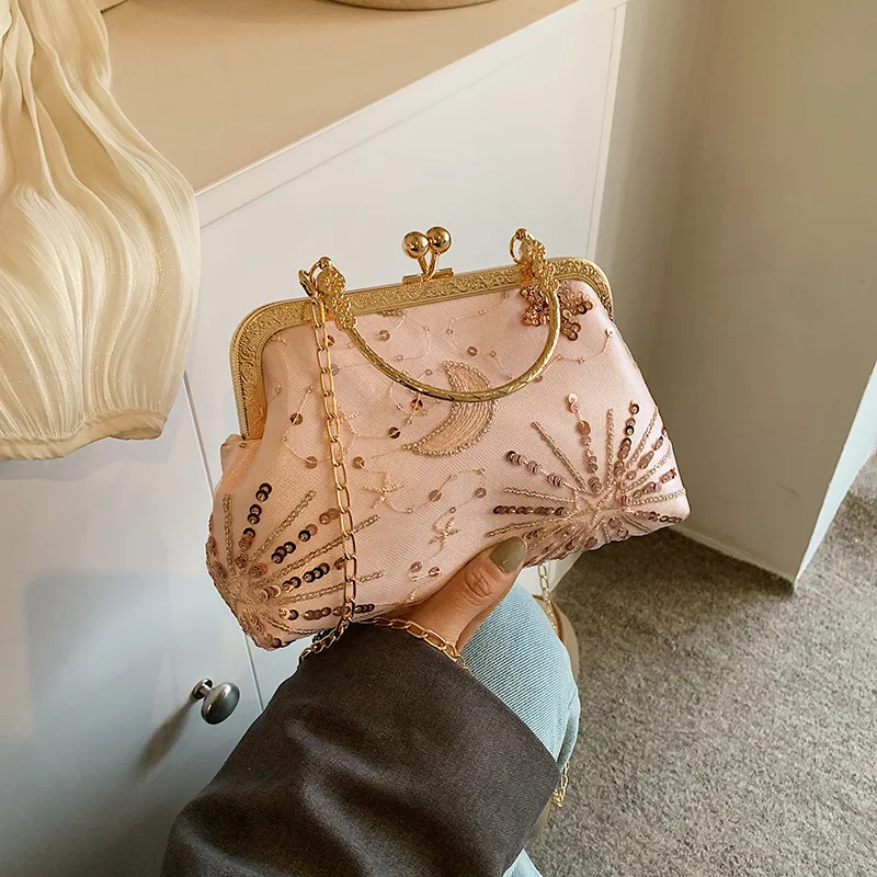 Bolso elegante de noche con asa superior, bolsos pequeños para mujer, cadena de moda, bolso de hombro tipo bandolera para mujer, bolso de mano