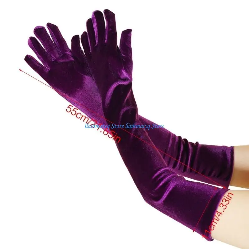573B 여성 벨벳 장갑 오페라 장갑 벨벳 긴 장갑 연회 장갑 댄스 파티 장갑
