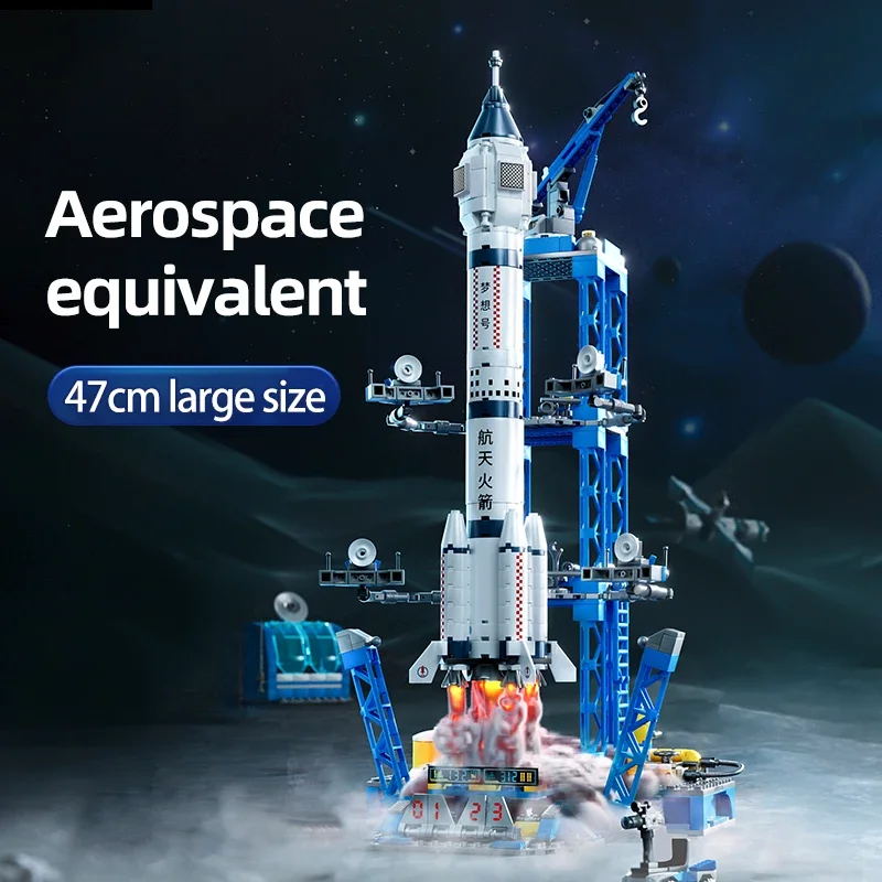 Space Aviation Manned Rocket Launch Center Building Blocks Bricks Space Shuttle Children Toys for Kids Spaceport Model