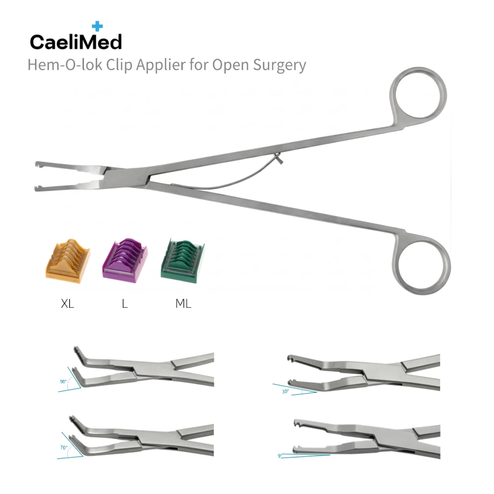 Applicateur de clips Hem-O-Lok pour chirurgie ouverte, instrument médical, applicateur de clips de ligature en polymère, applicateur chirurgical