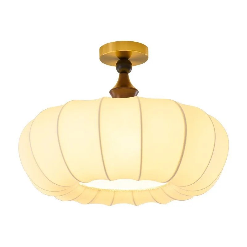 

Vintage bedroom ceiling lamp, fabric pumpkin lamp master bedroom book room ceiling lamp