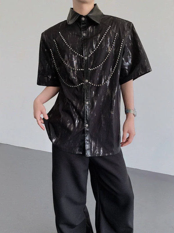 

Metal Coated Design oulder Pad ort Sve Men's irt Summer Loose Fit f Sve Sli Casual Faion