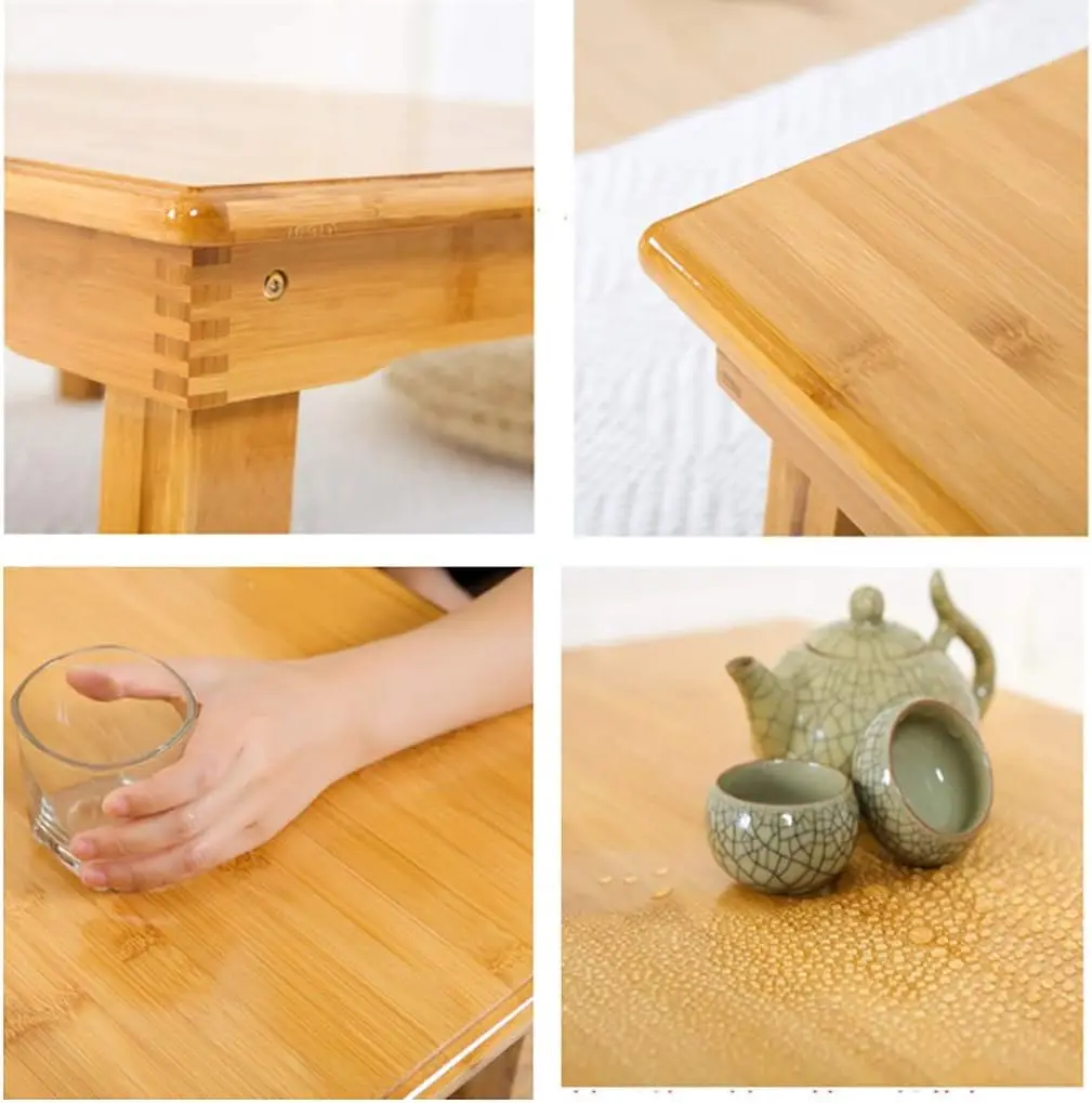 Mesa dobrável de bambu para computador, baixa, multifuncional, mesa de jantar, café
