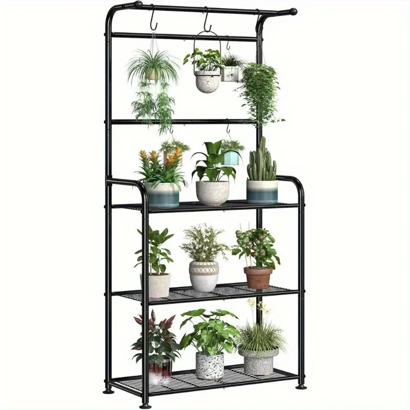 Plant Stand Indoor Outdoor, Heavy Duty Metal 3 Tiered Tall Hanging Plant Shelf for Multiple Flower Planter Holder 67