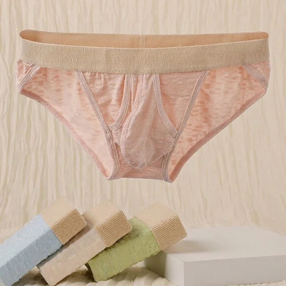 Male Separation Scrotum Triangle Briefs Low Waist Side Open Underwear Panties Soft U Bulge Pouch Sexy Panties Cuecas