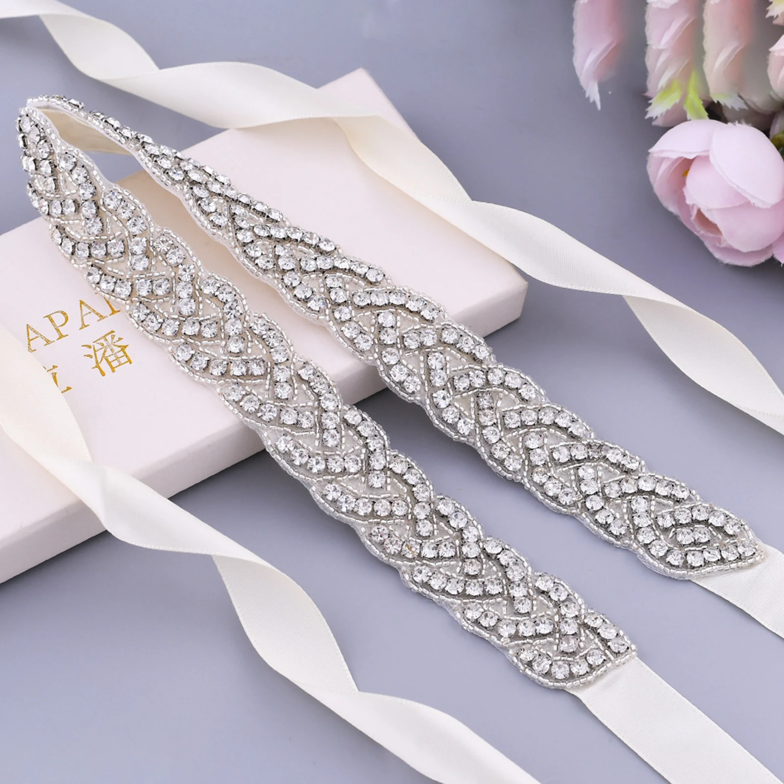 TRIXY ชิ้นส่วน S161-G Shinny Rhinestones โกลเด้นเจ้าสาวเข็มขัดเพชรแต่งงานชุดเข็มขัดคริสตัล Sash สำหรับงานแต่งงานชุดอุปกรณ์เสริม