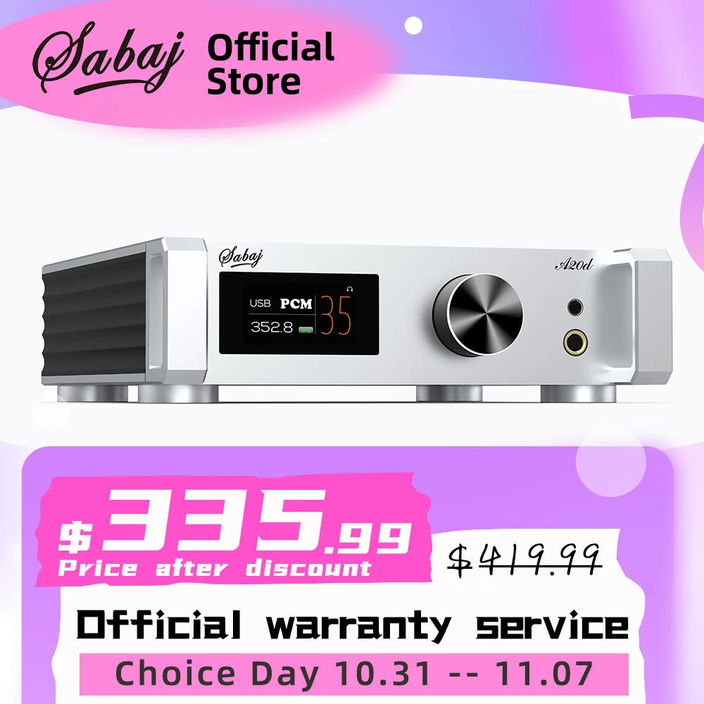 

2023 Sabaj A20D High Res USB Audio DAC & Headphone AMP AK4191+AK4499EX Bluetooth LDAC MQA-CD XU-316 DSD512 With Remote Control