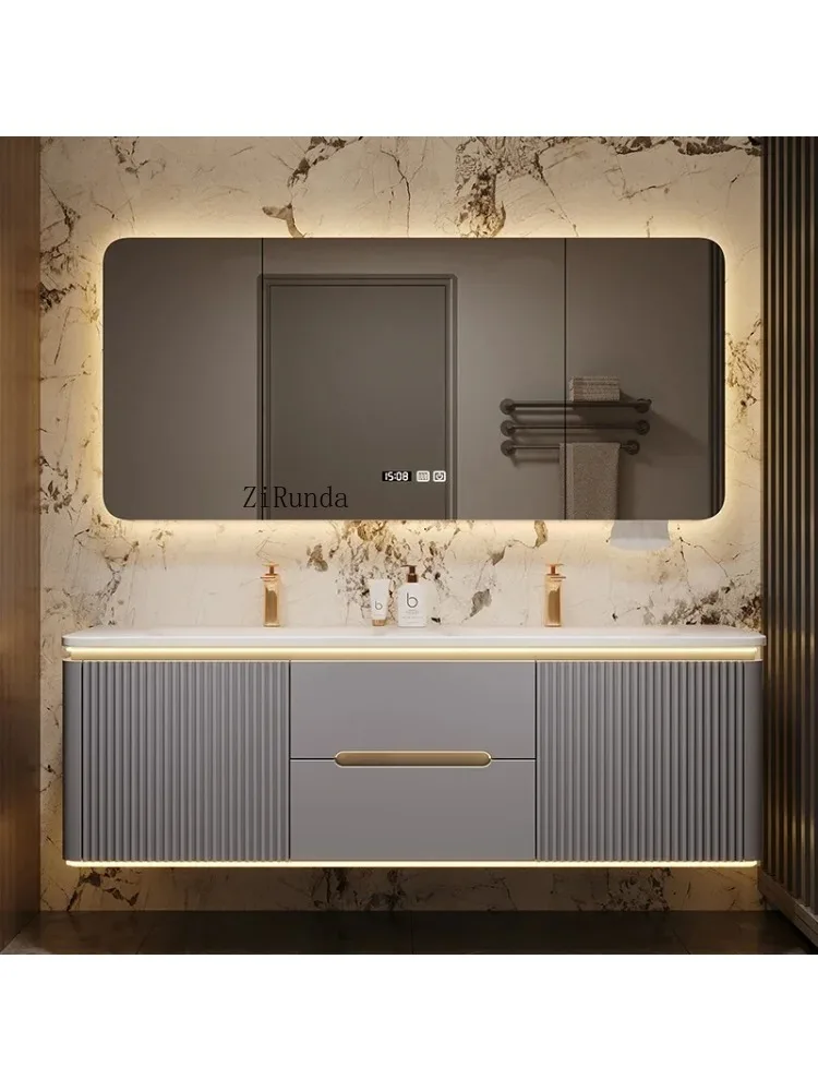 Кремовый стиль, каменная плита, туалетный столик, комбинированный настенный шкаф для хранения, шкафы для ванной комнаты, полки, модная мебель, туалетные столики Bano