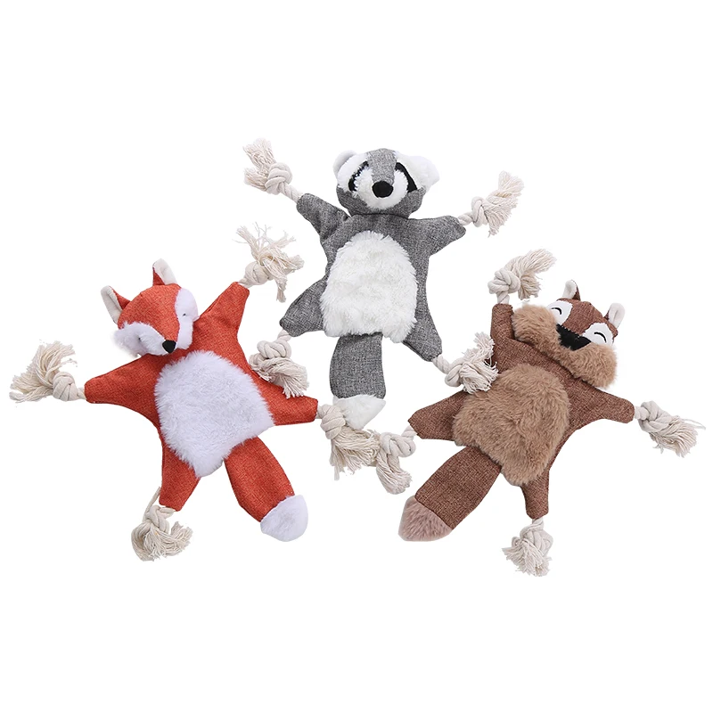 Dog plush squirrel fox shell shape containing sound paper BB called bite-resistant molar pet toy