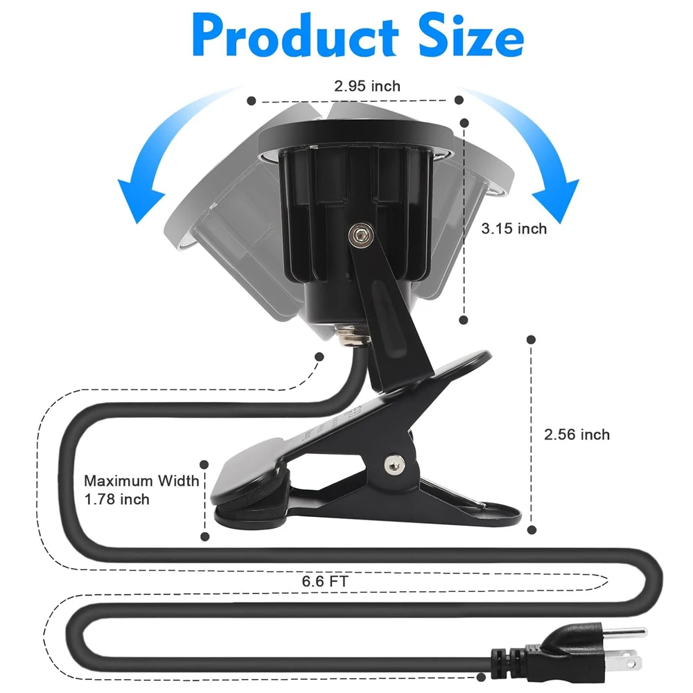 Clip On Spot Light Plug in Faretto impermeabile 12W 110V 220V Faretto a morsetto LED per interni ed esterni da 10W con spina EU/US/UK