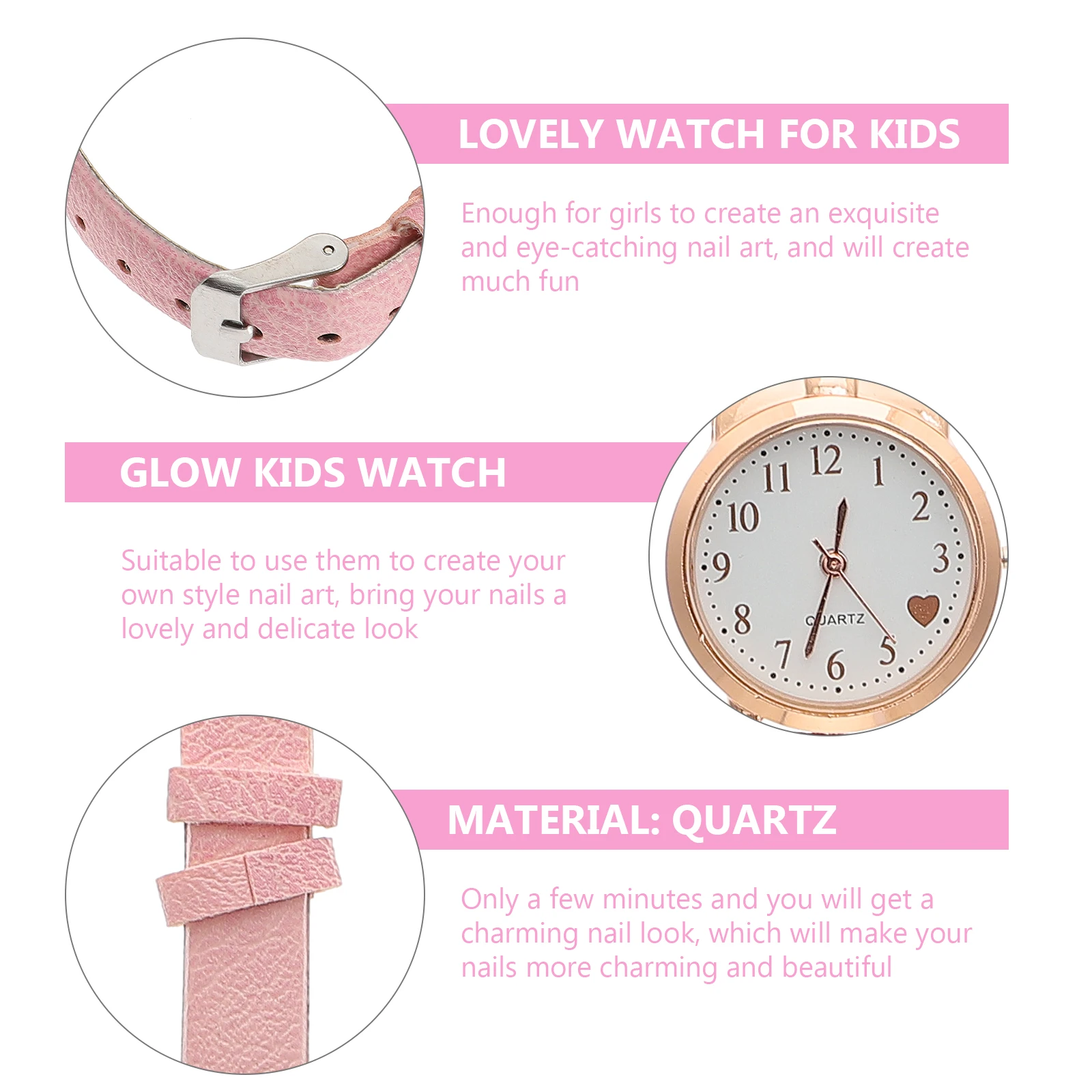 

Luminous Kids Watches Girls Pink Strap Quartz Children Wrist Watch Glow Dark Fashion Cartoon Adjustable Straps Gifts