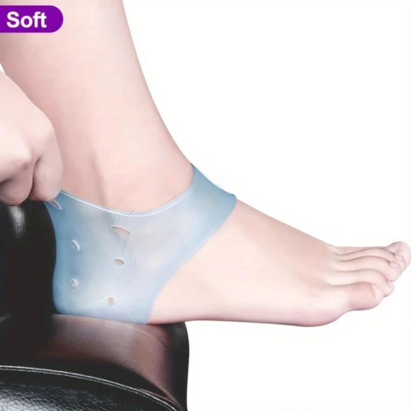 Breathable Silicone Heel Protector Sleeves, Soft Anti-Crack Heel Cushion Pads, Moisturizing Foot Heel Cover for Dry CrackedHeels