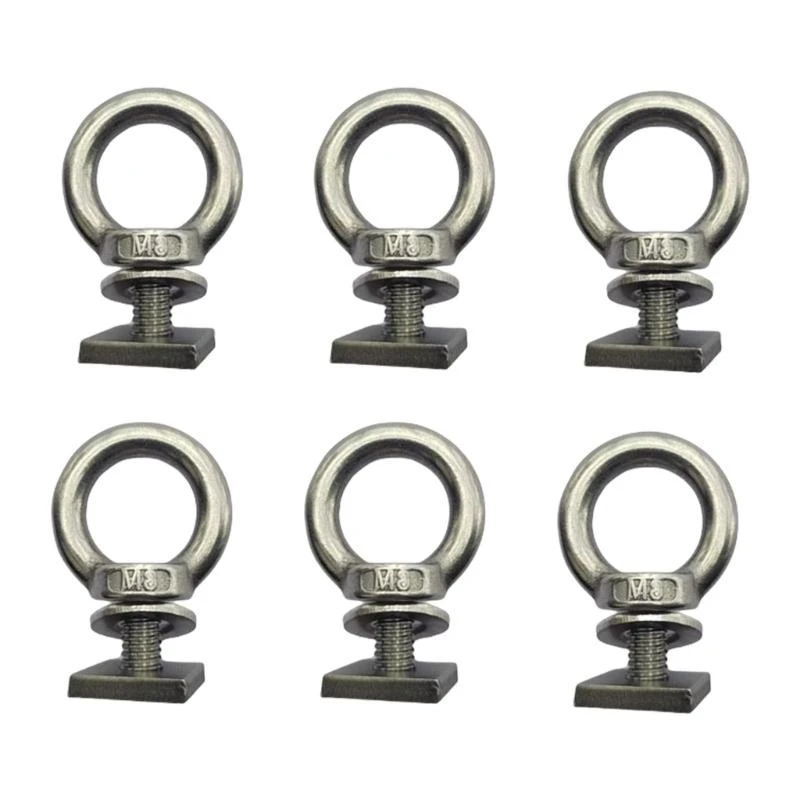 

6Pcs T Track Mount Tie Down Anchor Generic Heavy Duty Eye Bolt Tie Down Rings for Truck ship Roof Rack Ropes Hold Bungee Cord